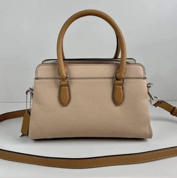 NWT Coach CH289 Mini Darcie Pebbled Leather Carryall In Colorblock Sandy Beige - Picture 3 of 4